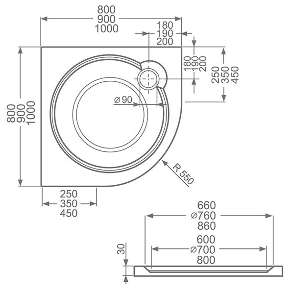 Душевой поддон Roltechnik Tahiti-m 8000065 90x90