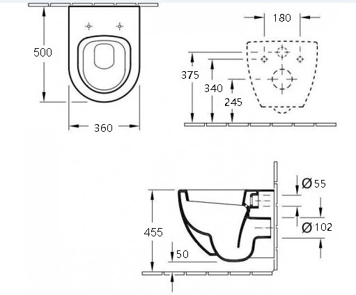 Унитаз подвесной ESBANO LOTUS  с закрытым дном черный матовый безободковый подвесной 500x340x405