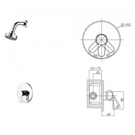 Смеситель для душа встраиваемый D&K Rhein Marx (DA1395101)