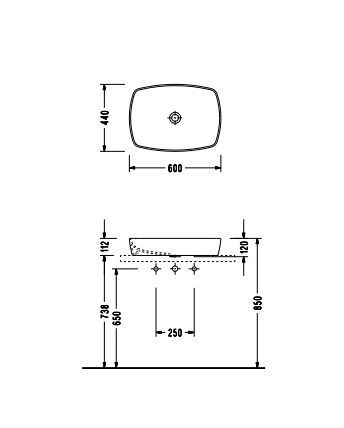 Раковина Serel 1633 на столешницу 60x44