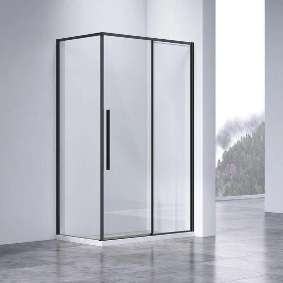 Душевой уголок Vincea Slim-N VSR-4SN8011CLB, 1100*800, черный, стекло прозрачное