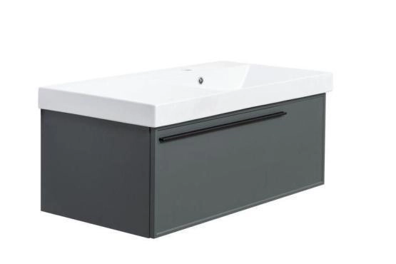 Тумба под раковину LA FENICE Elba Grigio серый 90 FNC-01-ELB-G-90 серый матовый зелёный матовый