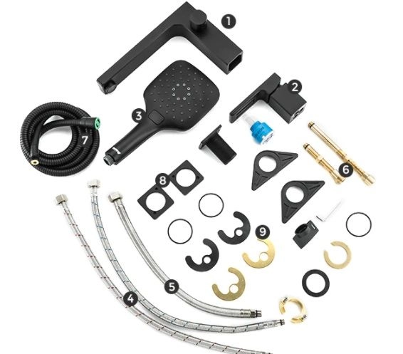 Смеситель Gappo G1117-6 на борт ванны 3 отверстия, чёрный