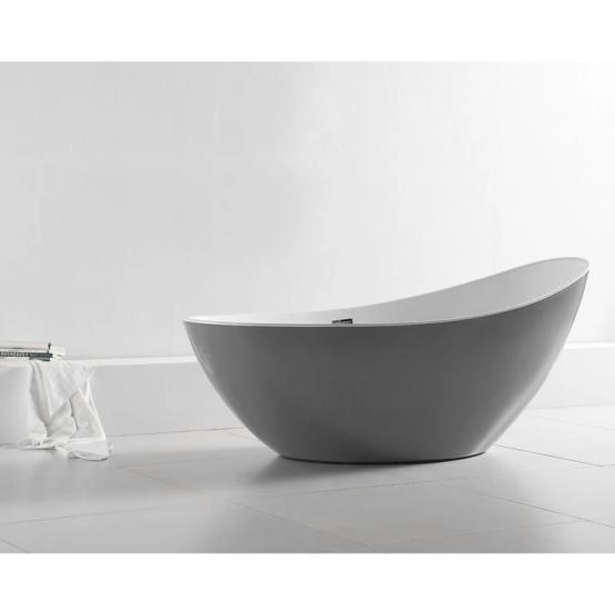 Акриловая ванна ABBER AB9233G 184x79x77 овальная, серый цвет
