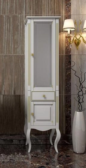 Пенал Opadiris Лаура 44R 452х1800х370 мм цвет белый с бежевой патиной напольный правый