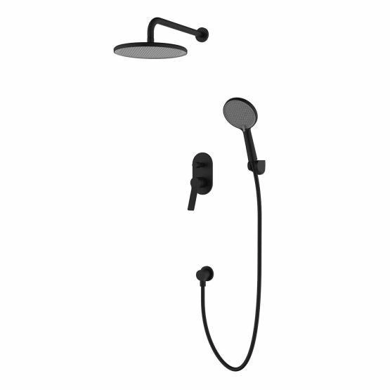 Смеситель для душа Azario VISE с верхним и ручным душем, скрытый монтаж, черный (AZ-VSA248330PA+82KPA)