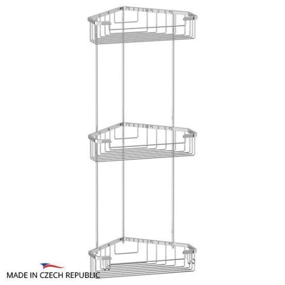 Полочка-решетка FBS Ryna RYN 009 с крючками угловая 3-х ярусная 23/23/23 cm хром