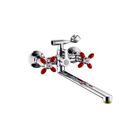 Смеситель Potato Р2771-5 для ванны, хром-красный
