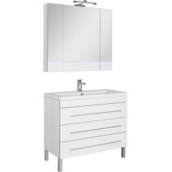 Тумба под раковину Aquanet Верона 100 см напольная с 3-мя ящиками, цвет белый