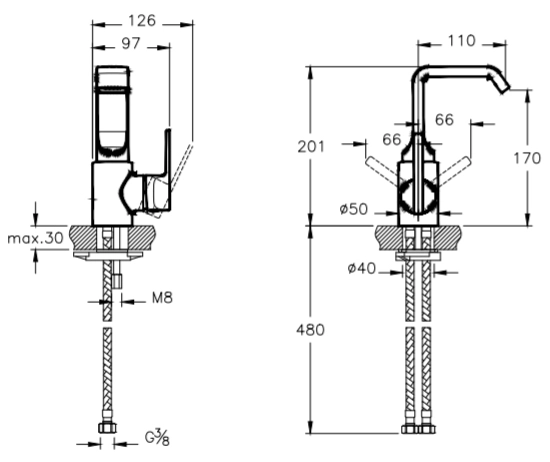 Vitra Suit U A42467EXP смеситель для раковины хром