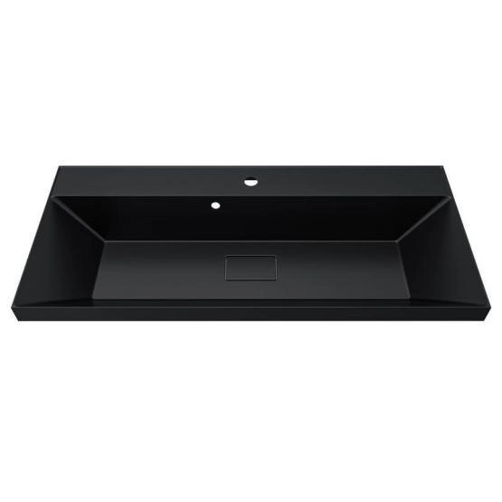 Раковина для ванной Uperwood Classic New 100х45х16,5 см, черная глянцевая, с накладкой для слива