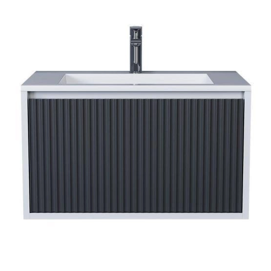 Тумба под раковину Uperwood Next Premium подвесная, 70 см, белая/графит, 1 ящик