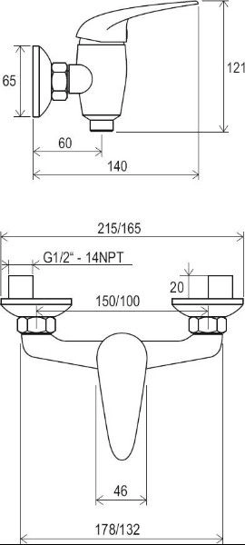 Смеситель Ravak Suzan X070006 для душа SN 032.00/150