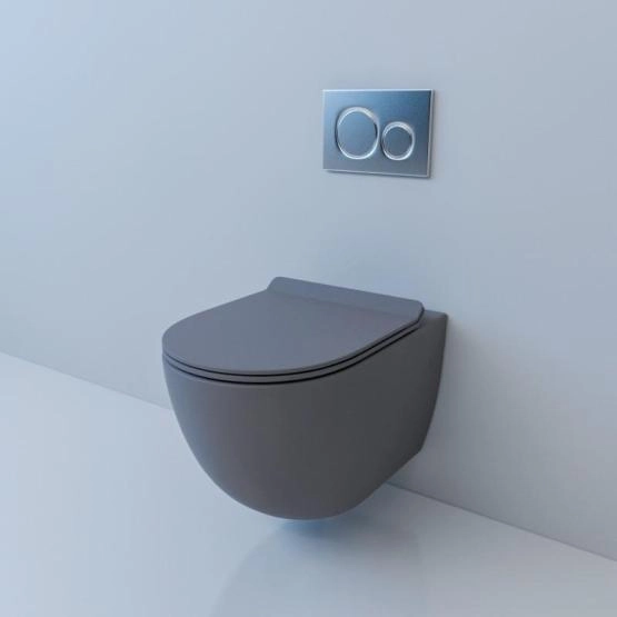 Унитаз ESBANO GARCIA Серый матовый Matt Grey безободковый подвесной 550x370x370
