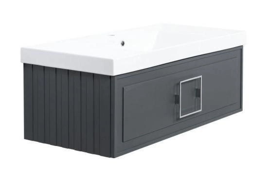 Тумба под раковину LA FENICE Cubo Grigio серый 100 FNC-01-CUB-G-100 серый матовый зелёный матовый