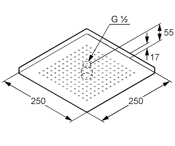 Верхний душ Kludi A-Qa Eco 6654105-00 25x25 см квадратный, толщина 15 мм, цвет хром