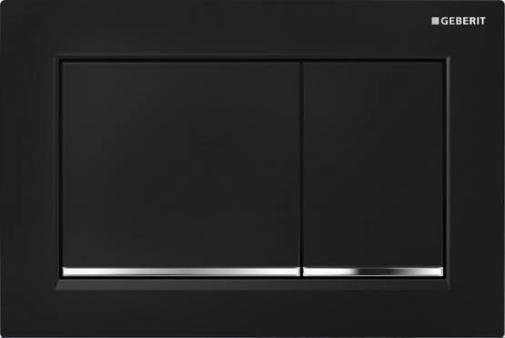 115.080.KM.1 Geberit Omega 30 Кнопка смывная для инсталляции, цвет черный/глянцевый хром/черный