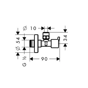 Угловой вентиль Hansgrohe 13901000 с рукояткой S, цвет хром