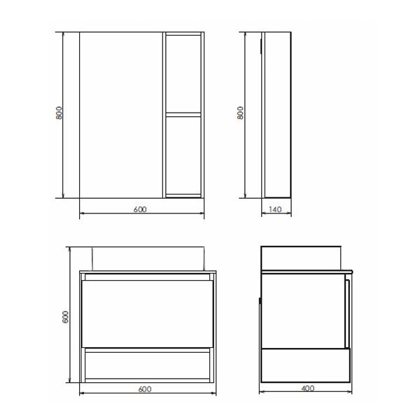 Зеркало шкаф Comforty Прага-60 дуб белый