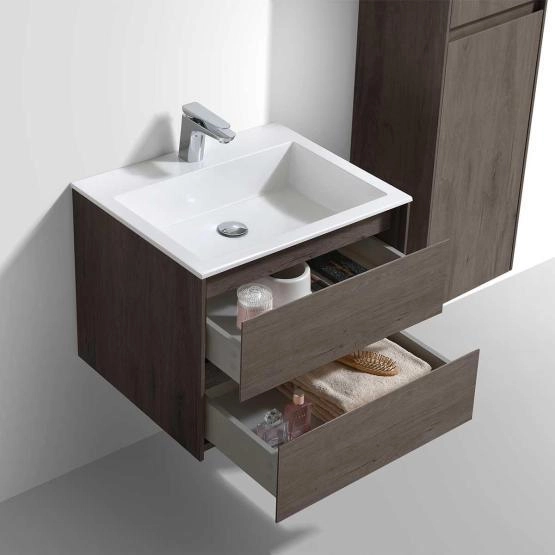 Тумба под раковину Vincea Luka 600 подвесная, 2 выкатных ящика soft-close, R.Oak