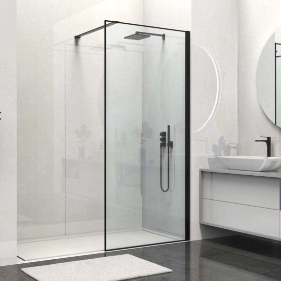 Душевая перегородка Vincea Walk-In VSW-1HS100CLB, 1000*2000, черный матовый, стекло прозрачное