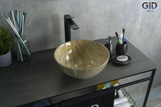 Раковина Gid Mnc488 32x32 на столешницу камень глянцевая