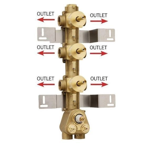 Скрытая часть с девиатором для термостата HighFlow Bossini Outlets Z030273000 на 6 выходов