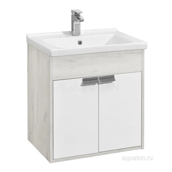 Тумба под раковину Aquaton Флай 1A237301FAX10 60 с ящиком,белый, дуб крафт
