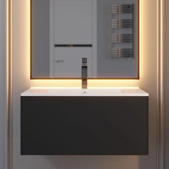 Тумба с раковиной для ванной Uperwood Parma Premium подвесная 75 см, черная
