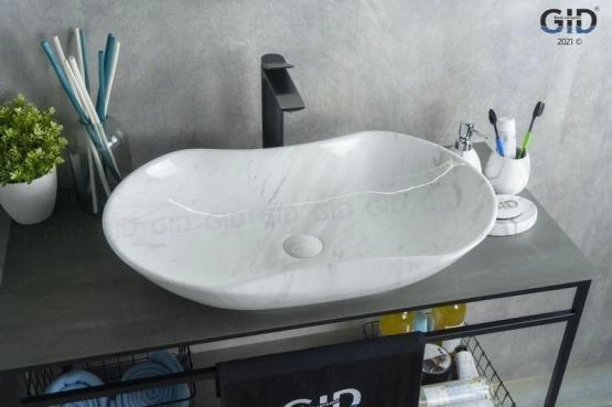 Раковина Gid Mnc503H012 67x41 на столешницу камень глянцевая