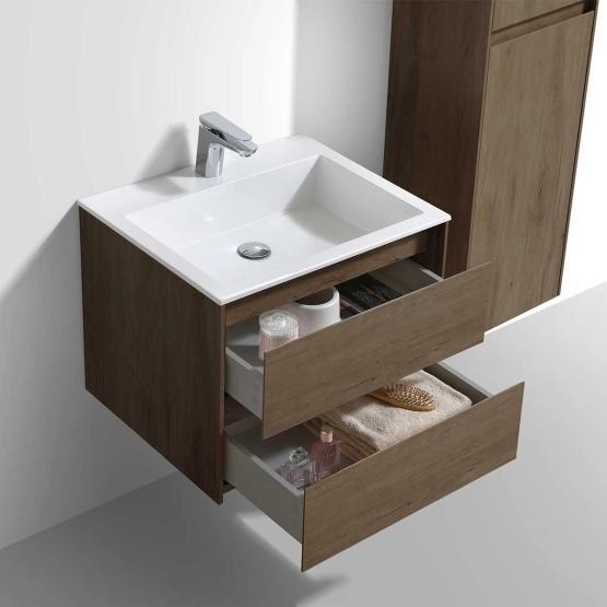 Тумба под раковину Vincea Luka 600 подвесная, 2 ящика soft-close, цвет T.Oak