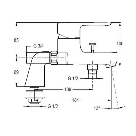 Смеситель на борт ванны Jacob Delafon July E16043-4