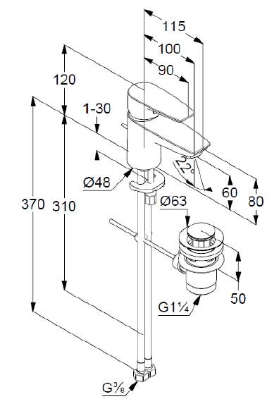 Смеситель для раковины Kludi Pure&Solid 343850575