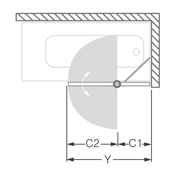 Шторка для ванной Roltechnik TV2 распашная с неподвижным сегментом