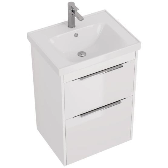 Тумба под раковину Dreja PRIME 60 см, подвесная/напольная, белый глянец 99.9300