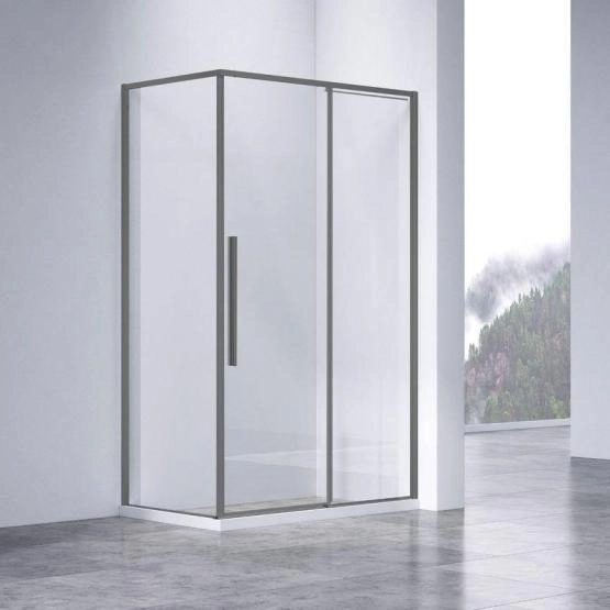 Душевой уголок Vincea Slim-N VSR-4SN9011CLGM, 1100*900, вороненая сталь, стекло прозрачное