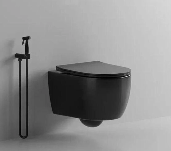 Унитаз Cerutti SPA OGLIO Aria MB подвесной безободковый черный матовый CT9239 (485х365х350)