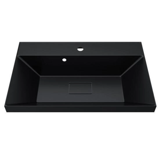 Раковина для ванной Uperwood Classic New 70х45х16,3 см, черная глянцевая, с накладкой для слива