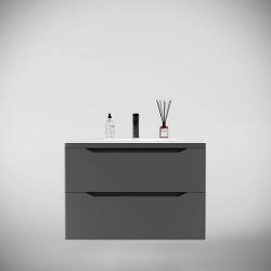 Тумба подвесная Style Line Марелла 80 (2 ящ.) Люкс антискрейтч серый, PLUS