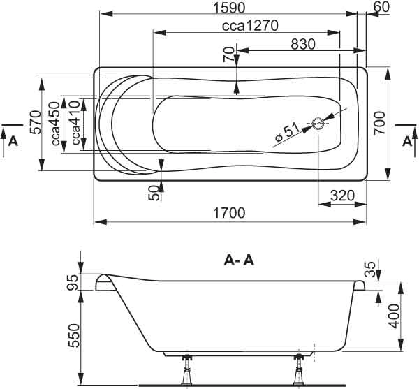 Ванна Vagnerplast Penelope VPBA177PEN2E-04 170x70 см акриловая