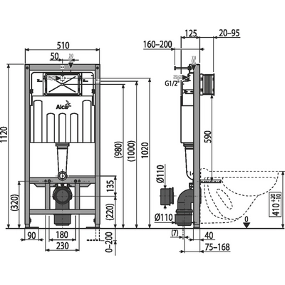 Инсталляция AlcaPlast Sadromodul AM101/1120-0001 для унитазов