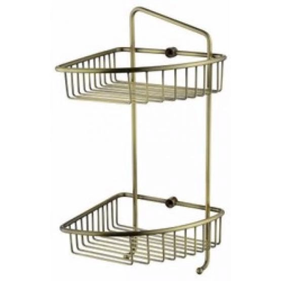 Полка для ванной двухярусная угловая KAISER 204*204*430*60 Bronze/латунь (KH-5071) бронза