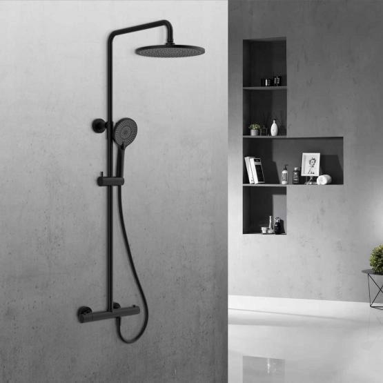 Душевая стойка Vincea Esse VSFS-1E0TMB термостатическая, черный