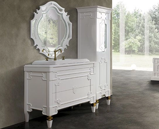 Тумба Belux Кастилия Н 100-02 Белый глянцевый поталь золото под умывальник Кастилия 800