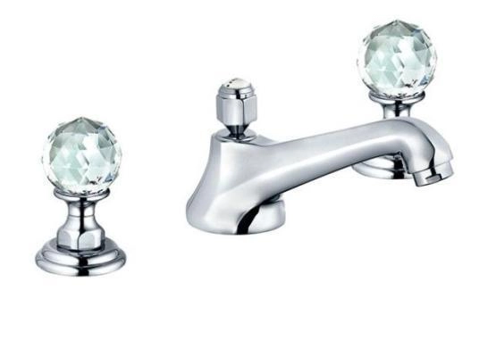 Смеситель Kludi Adlon 5104605G5 для раковины, на 3 отверстия, низкий излив, ручки хрусталь, цвет хром
