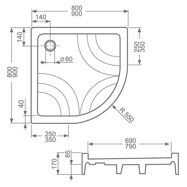 Душевой поддон Roltechnik Hawall-p 8000024 80x80
