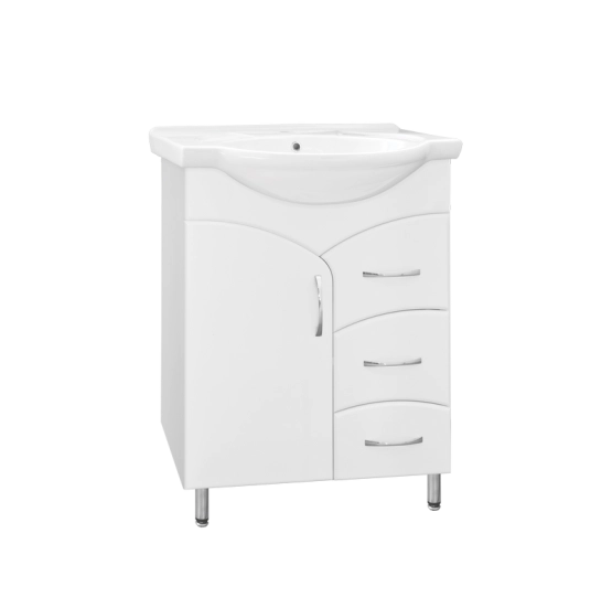 Тумба под раковину Style Line Эко Стандарт 65 (3 ящ.) напольная с ящиками, белая