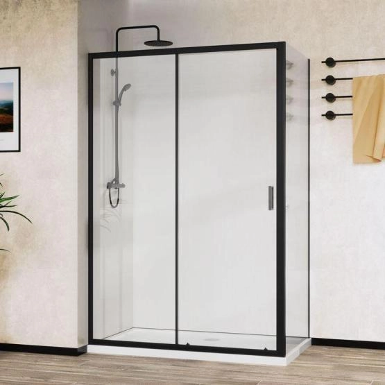 Душевой уголок Vincea City VSR-5CT9012CLB, 1200*900, черный, стекло прозрачное