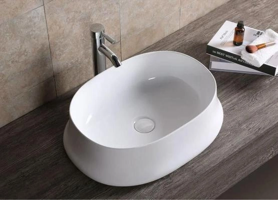 Раковина Cerutti SPA CR0060 накладная, белая, овальная, глубокая 580х430х160