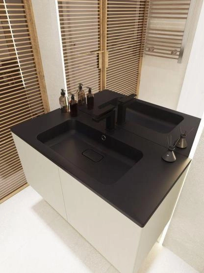 Раковина кварцевая Uperwood Lagoon Quartz 80 см, черная матовая, уголь